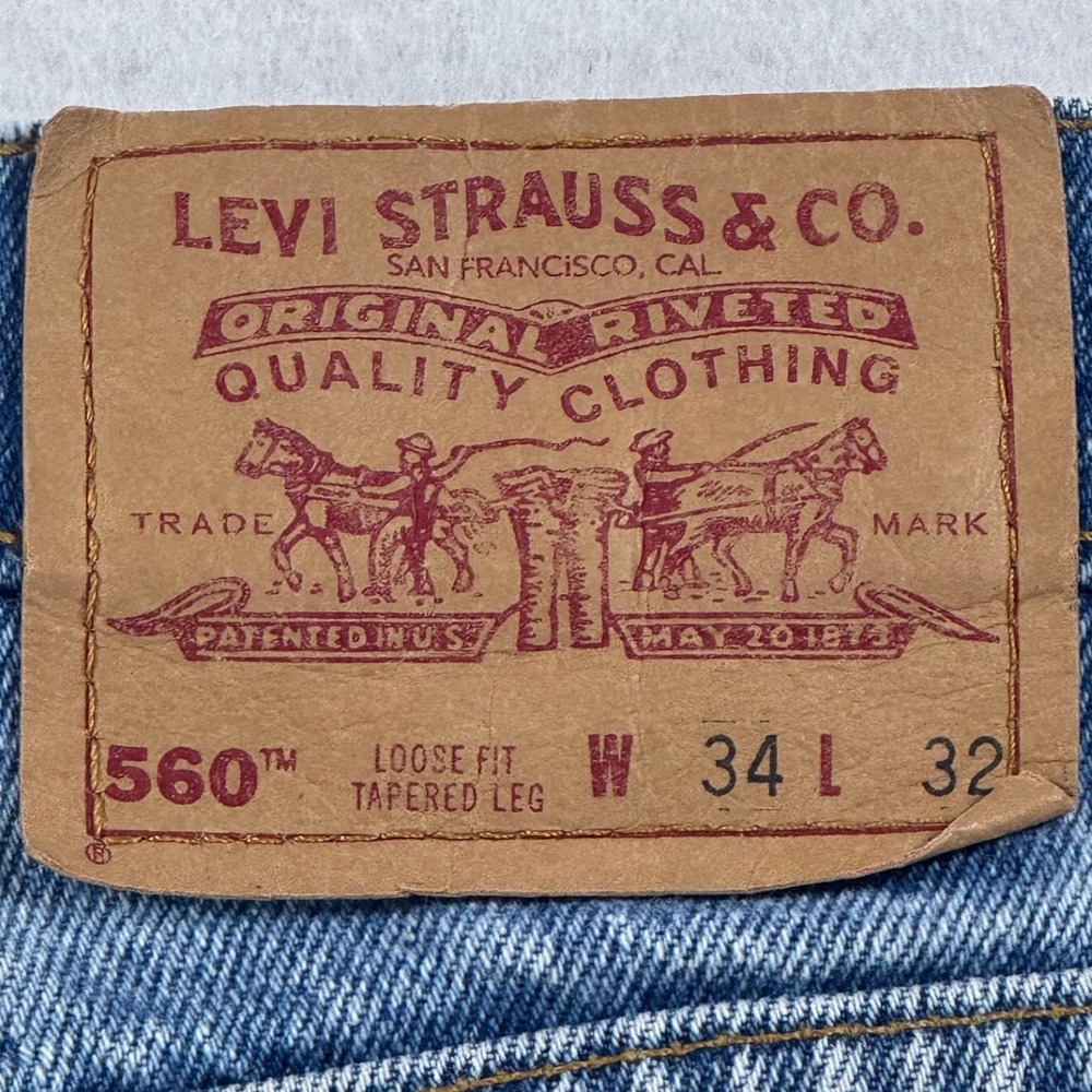 Vintage Levis 560 Loose Fit Tapered Leg Jeans Mens 34x32 Blue Made in USA 90s - Picture 12 of 12